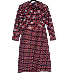 Emilio Borghese Roma Vintage 70s print poly dress Rare Find size S-M